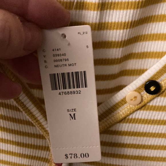 PURE + GOOD Anthropologie horizontal mustard striped dress. - Picture 3 of 5